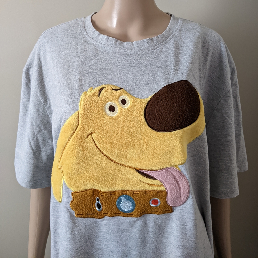 Disney Up Fuzzy 3D Dog Grey T-Shirt, Size 2XL